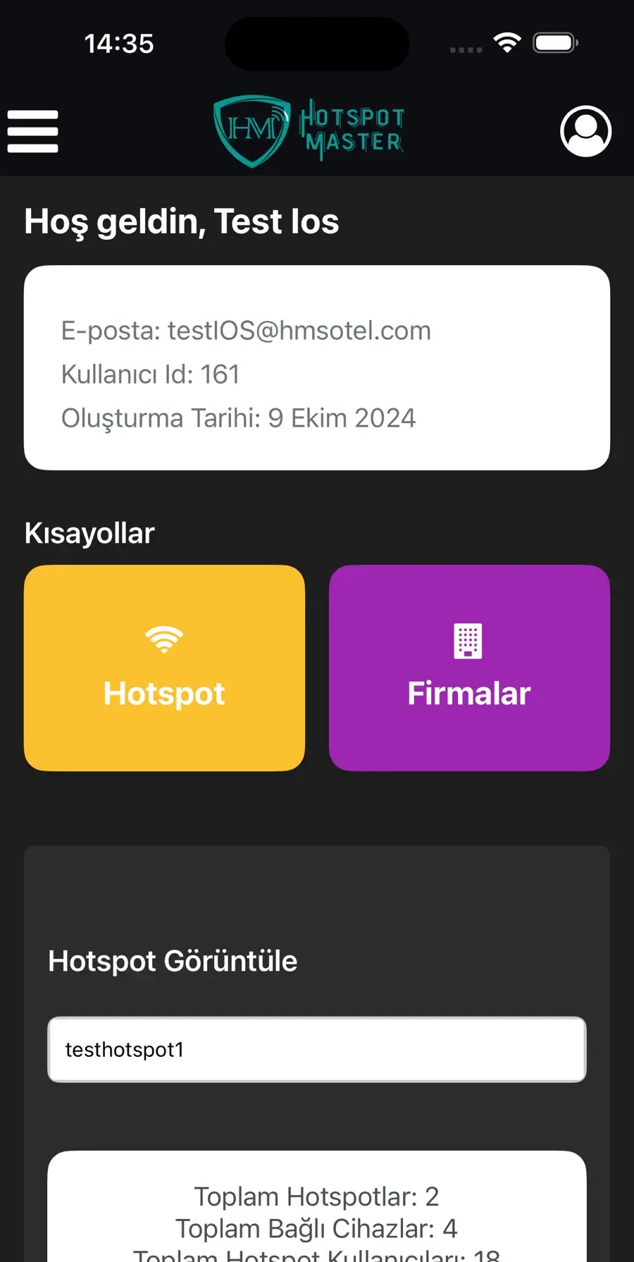 Dashboard — Hotspot Master